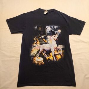 Unicorn Halloween Fruit Of The Loom Heavy HD T-shirt Women's Size Small Black